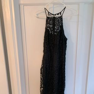 Yumi Kim long sleeveless black lace fitted dress